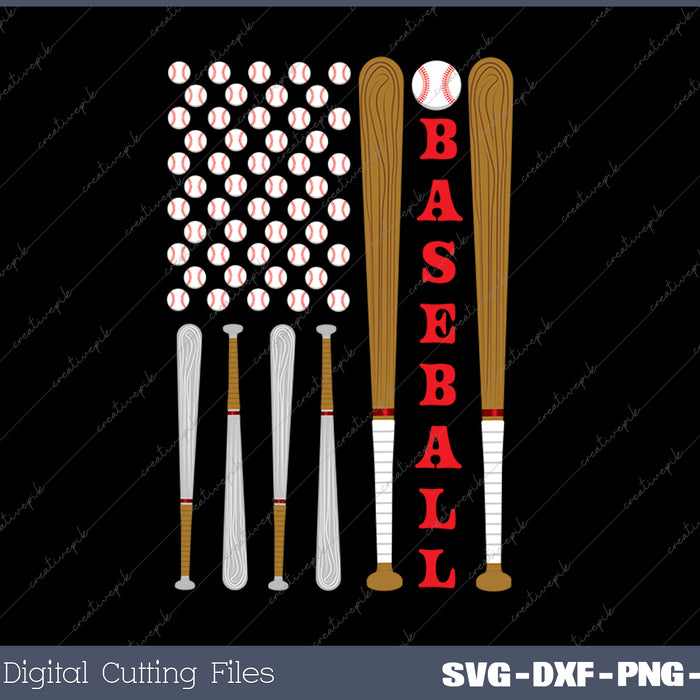 American Baseball Flags Vintage USA Flag SVG PNG Cutting Printable Files