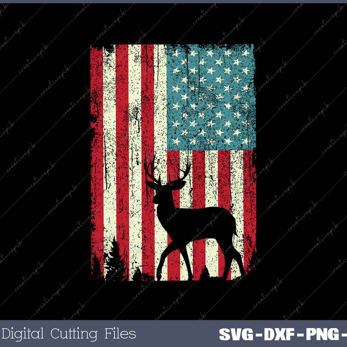 American Deer Hunter Patriotic SVG PNG Cutting Printable Files