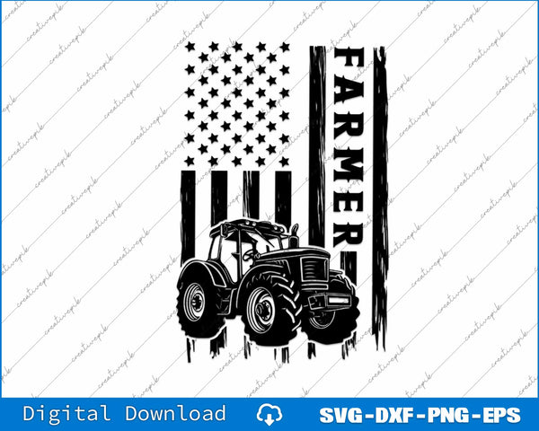 American Farmer USA Flag SVG PNG Cutting Printable Files