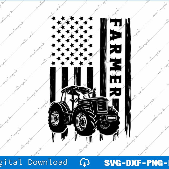 American Farmer USA Flag SVG PNG Cutting Printable Files