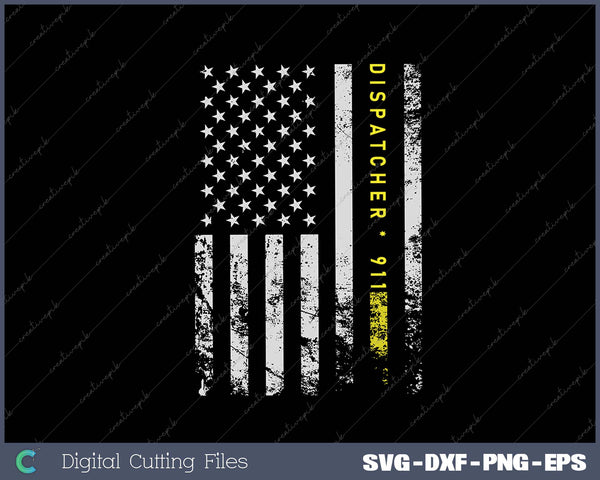 American Flag 911 Dispatcher gold line USA Flag SVG