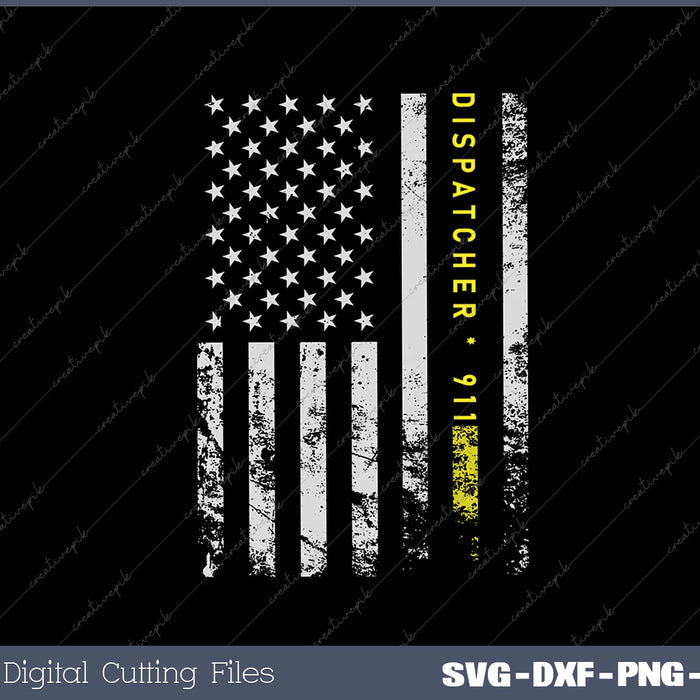 American Flag 911 Dispatcher gold line USA Flag SVG