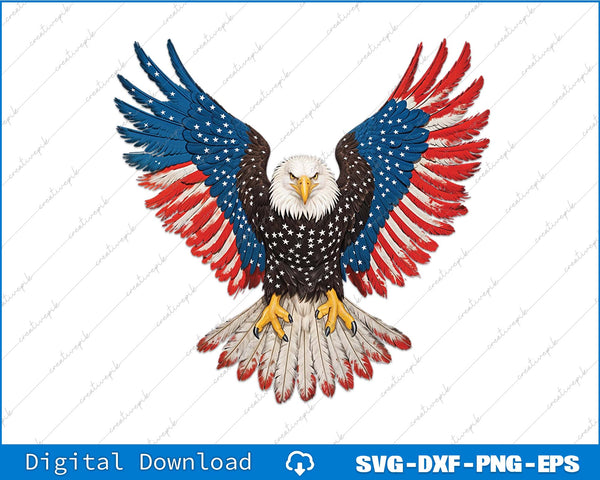 American Flag Bald Eagle 4th Of July USA Patriotic SVG PNG Printable File