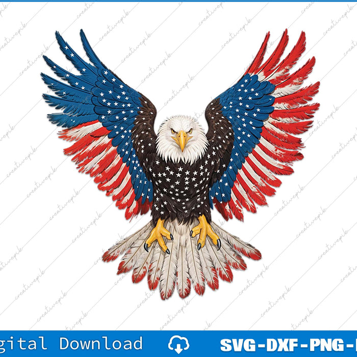 American Flag Bald Eagle 4th Of July USA Patriotic SVG PNG Printable File