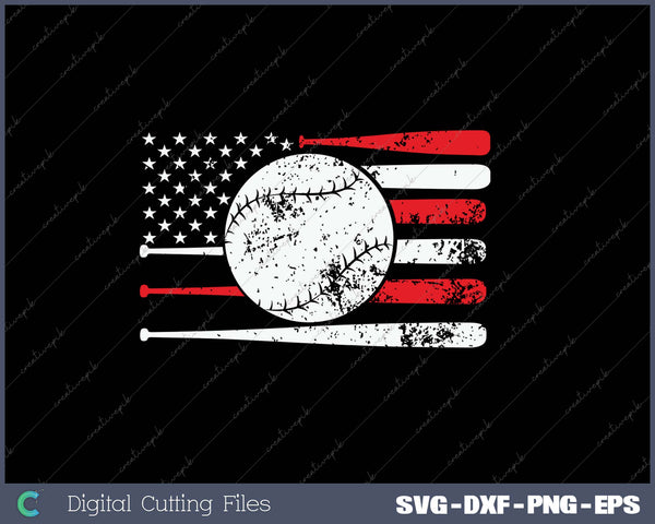 American Flag Baseball SVG PNG Cutting Printable Files