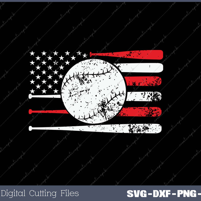 American Flag Baseball SVG PNG Cutting Printable Files