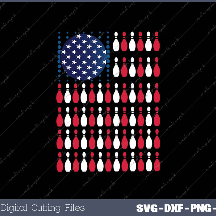 American Flag Bowling  Bowler Gifts For Bowling Team SVG PNG Cutting Printable Files