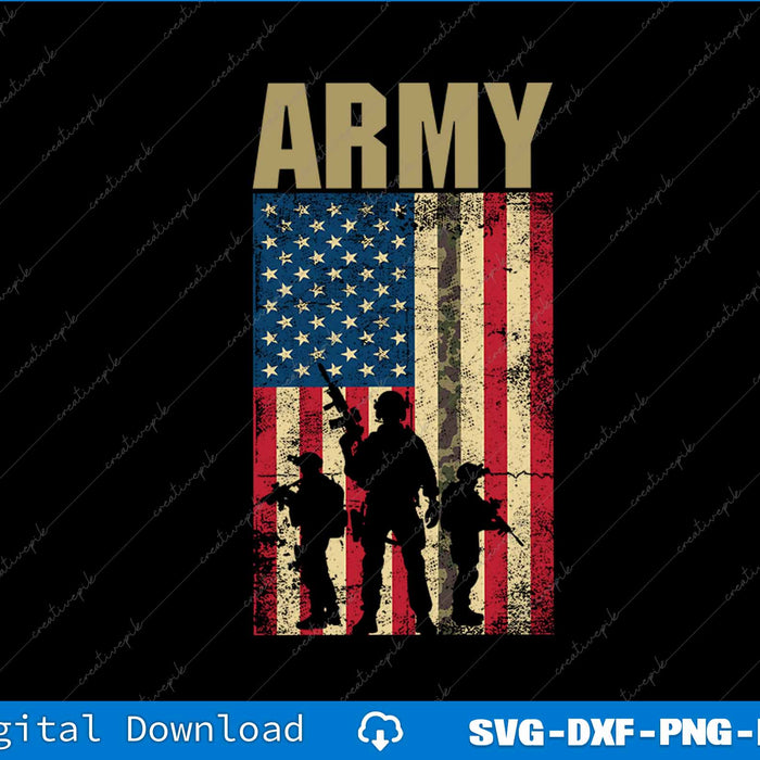 American Flag Camo Us Army 4th of July Usa Military Merica SVG PNG Printable Files