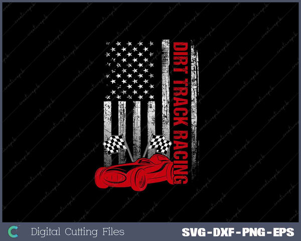 American Flag Dirt Track Racing Car Bike Driver Racer