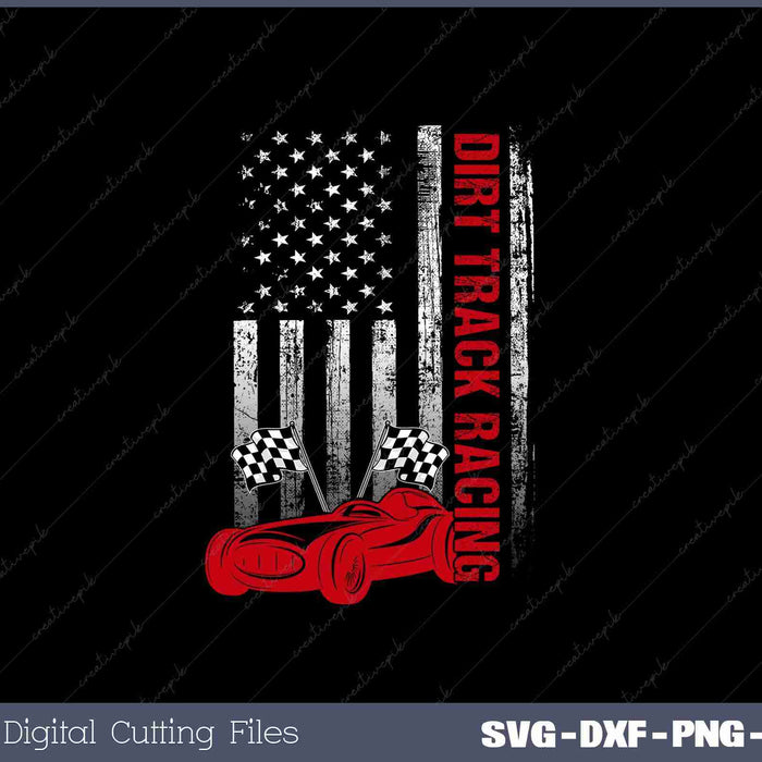 American Flag Dirt Track Racing Car Bike Driver Racer