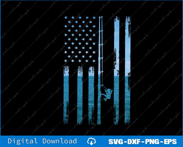 American Flag Fish Fisher Fisherman Funny Bass Fishing SVG PNG File