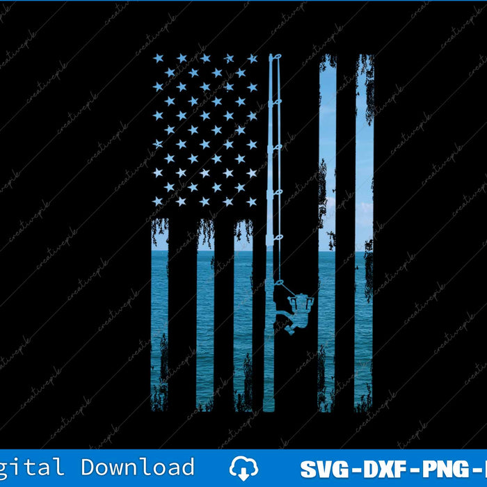 American Flag Fish Fisher Fisherman Funny Bass Fishing SVG PNG File