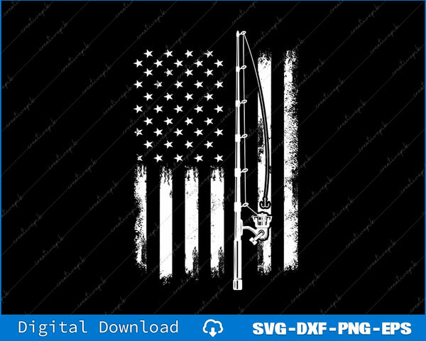 American Flag Fishing SVG PNG Cutting Printable File