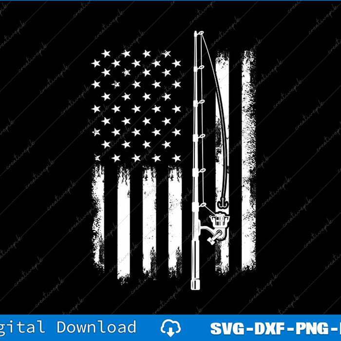American Flag Fishing SVG PNG Cutting Printable File