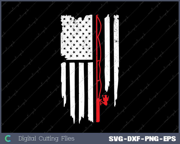 American Flag Fishing Rod Fishing Lover