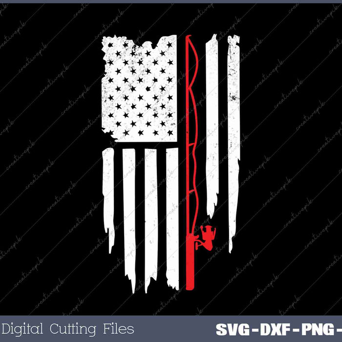 American Flag Fishing Rod Fishing Lover