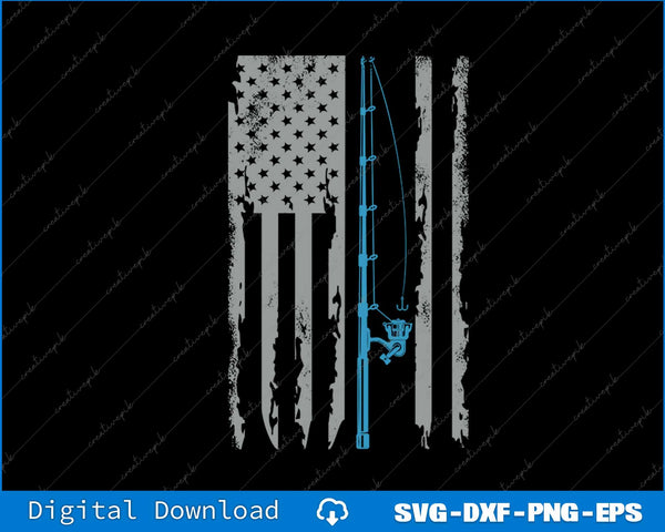 American Flag Fishing Vintage Fisherman SVG PNG Cutting File