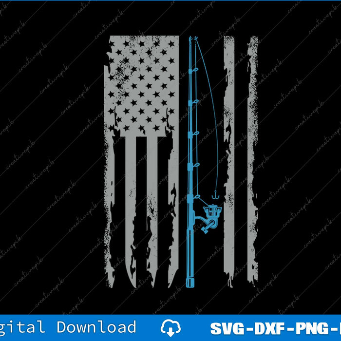 American Flag Fishing Vintage Fisherman SVG PNG Cutting File