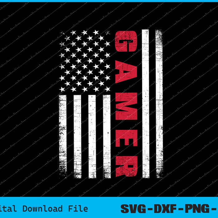 American Flag Funny Gamer Gift Video Games SVG PNG Files