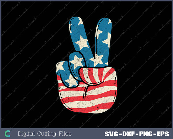 American Flag Peace Sign Hand 4th of July 