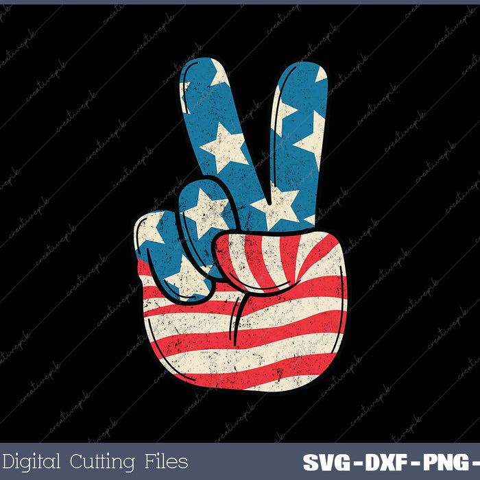 American Flag Peace Sign Hand 4th of July 