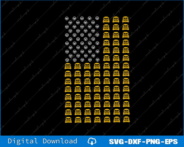 American Flag School Bus Driver Patriotic Bus Driver USA SVG PNG Printable File
