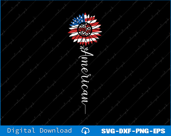 American Sunflower Flag for Women 4th of July SVG PNG Printable File
