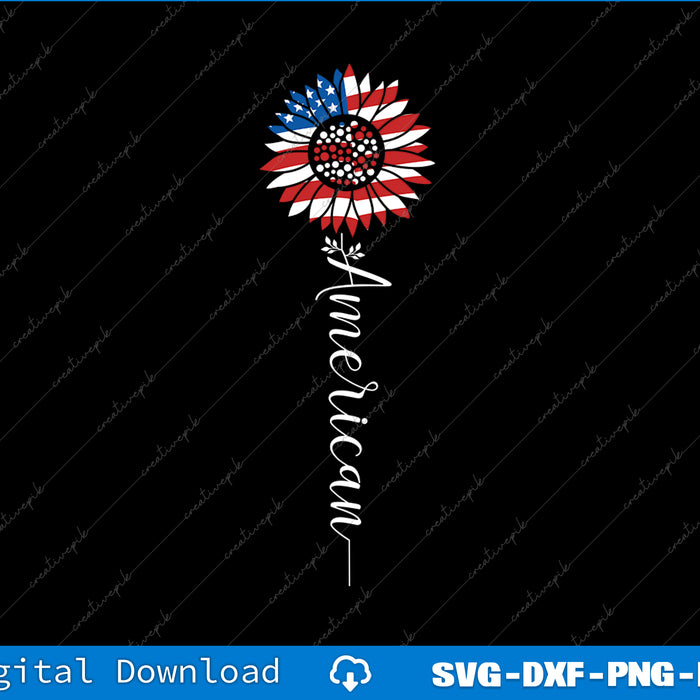 American Sunflower Flag for Women 4th of July SVG PNG Printable File