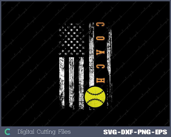 American Flag Softball Coach Backside