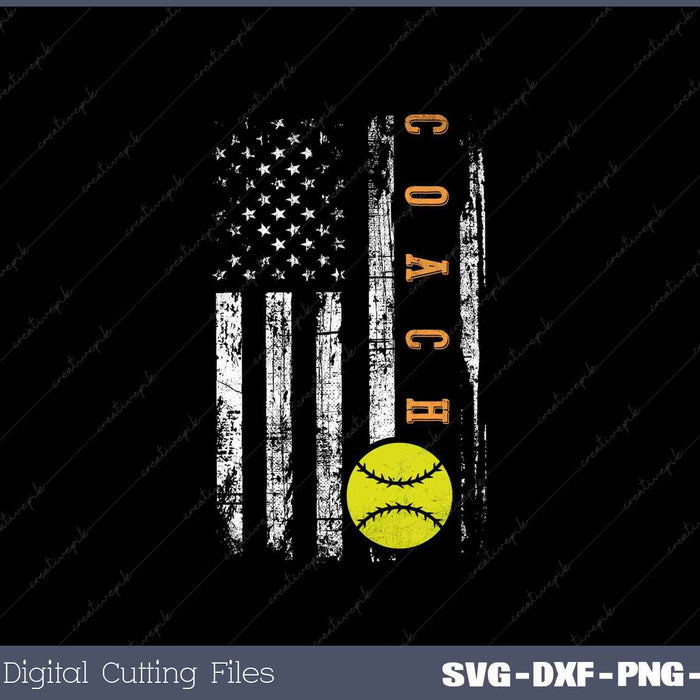 American Flag Softball Coach Backside