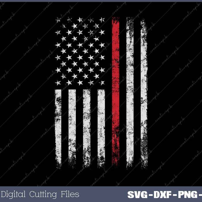 American Flag Thin Red Line Firefighter Support