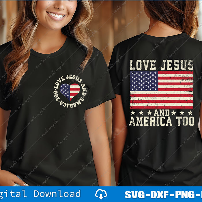 American Flag Women 4th of July Independence Day SVG PNG Back And Font Files