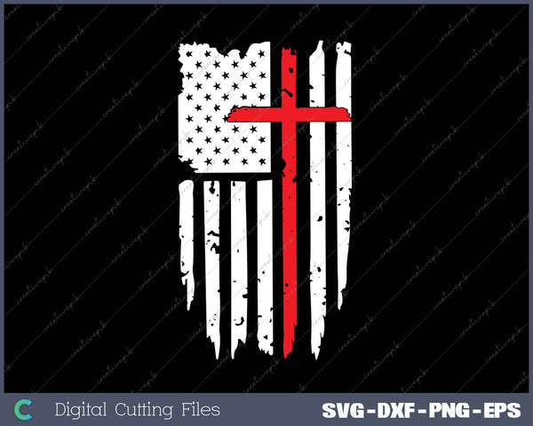 American Flag with Cross SVG PNG Cutting Printable Files