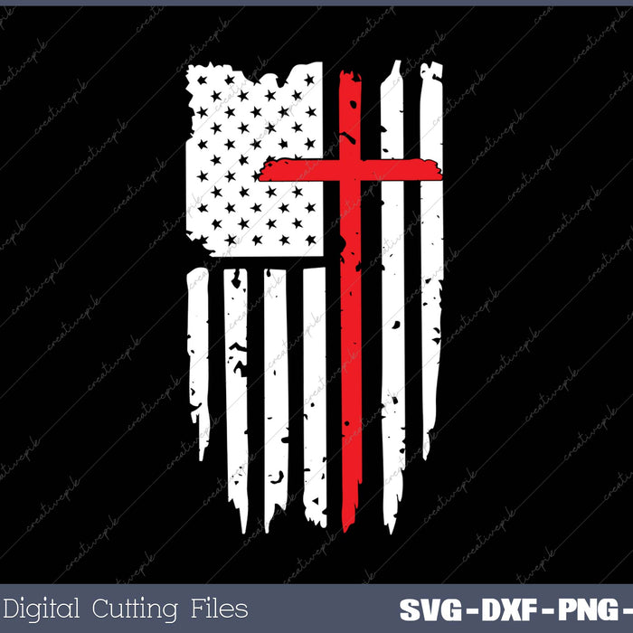 American Flag with Cross SVG PNG Cutting Printable Files
