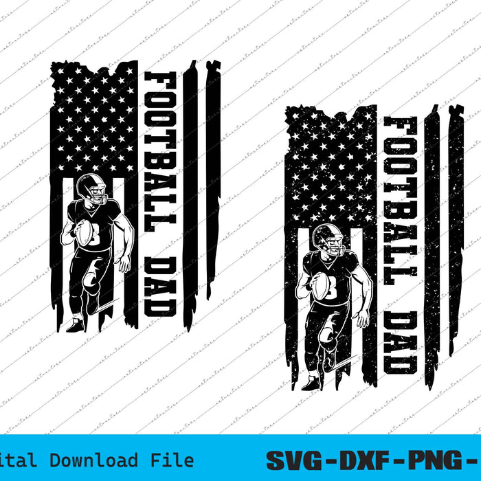 American Football Dad American USA Flag SVG PNG Cutting Files