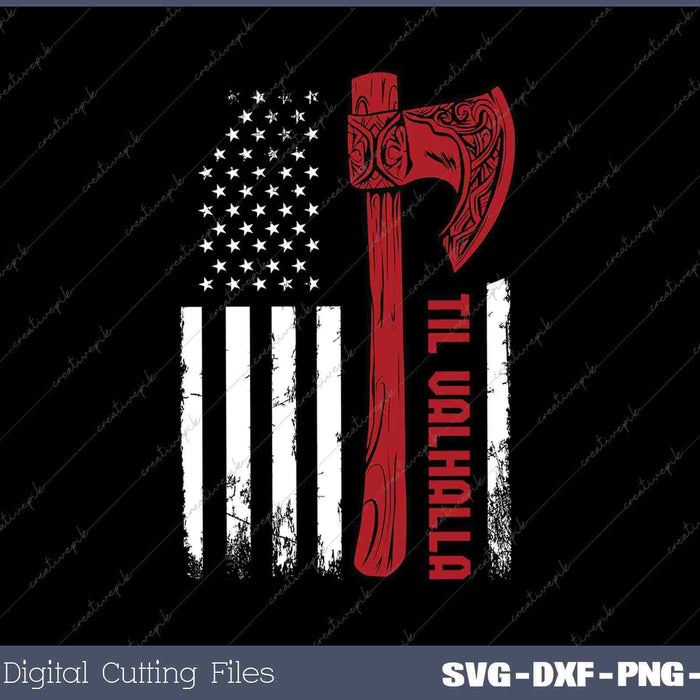 American Viking Axe Flag Til Valhalla Norse Mythology