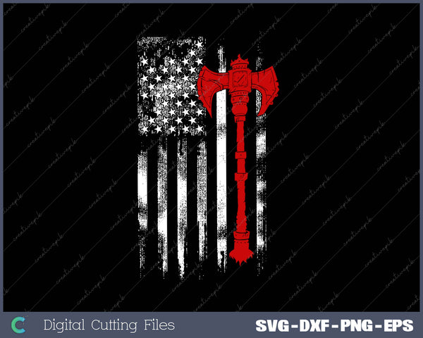 American Vikings USA Flag Viking Axe Distressed 