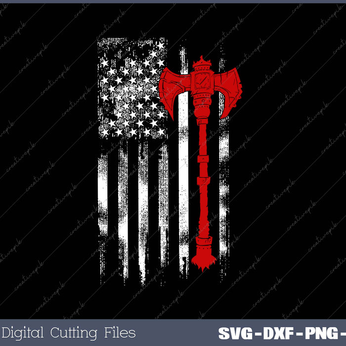 American Vikings USA Flag Viking Axe Distressed 