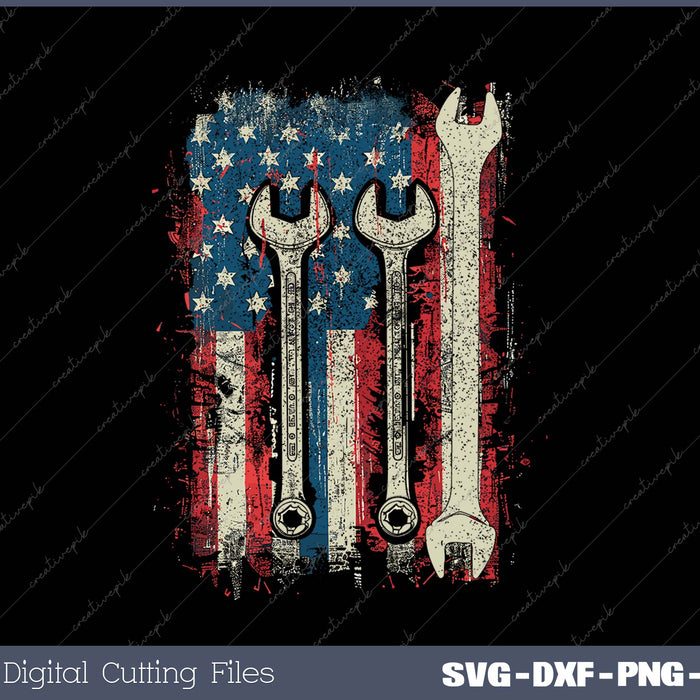 American flag Mechanic wrench shirt patriotic