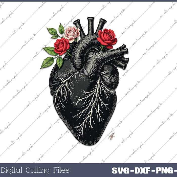 Anatomical Heart Floral Organ Cardiology Cardiac SVG PNG Files