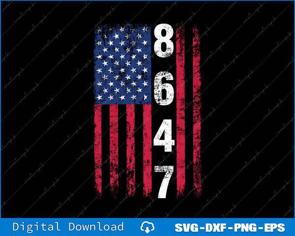 Anti Trump 86 47 Impeach Trump 47th President US Flag SVG PNG Printable File