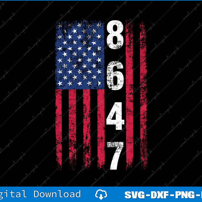 Anti Trump 86 47 Impeach Trump 47th President US Flag SVG PNG Printable File