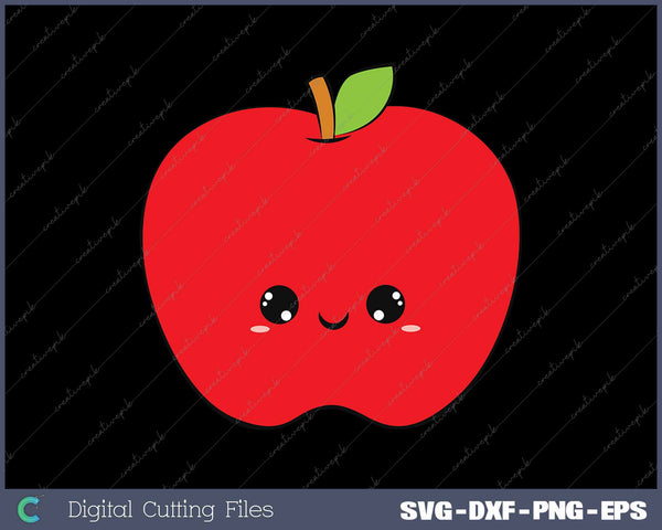 Apple Fruit Cute Red Apple kawaii Fruit SVG PNG Cutting Printable Files