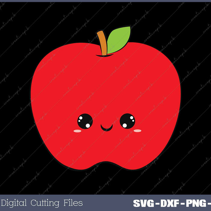 Apple Fruit Cute Red Apple kawaii Fruit SVG PNG Cutting Printable Files