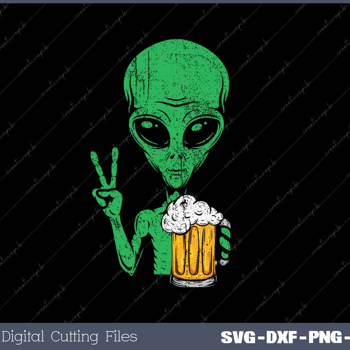 Area-51 Alien Beer Peace Sign Lazy Drinking Halloween Gift