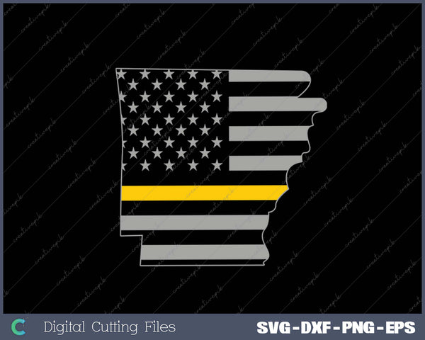 Arkansas Thin Gold Line Flag Police Operator 911 Dispatcher SVG PNG Printable Files