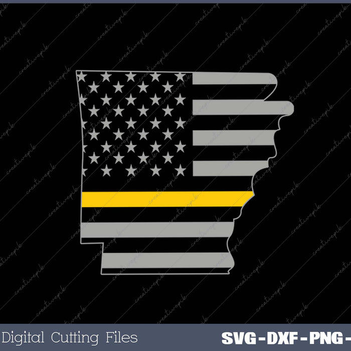 Arkansas Thin Gold Line Flag Police Operator 911 Dispatcher SVG PNG Printable Files