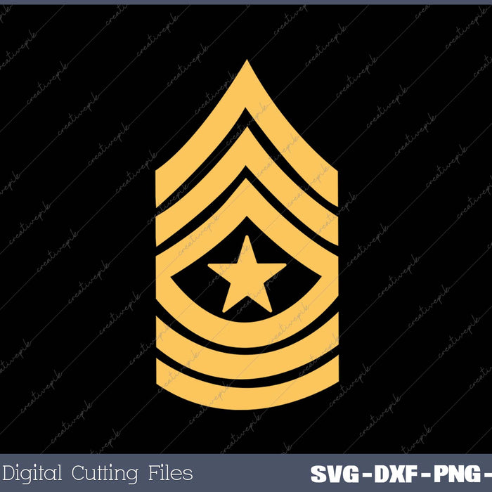 Army Sergeant Major E-9 Military Rank SGM Veteran Patriotic SVG PNG Cutting Printable Files