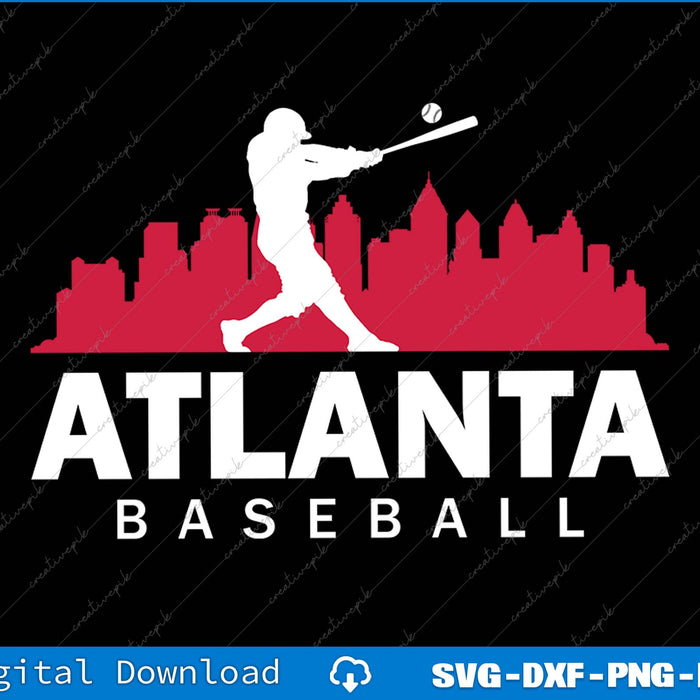 Atlanta Baseball Vintage Minimalist Retro Baseball SVG PNG Files