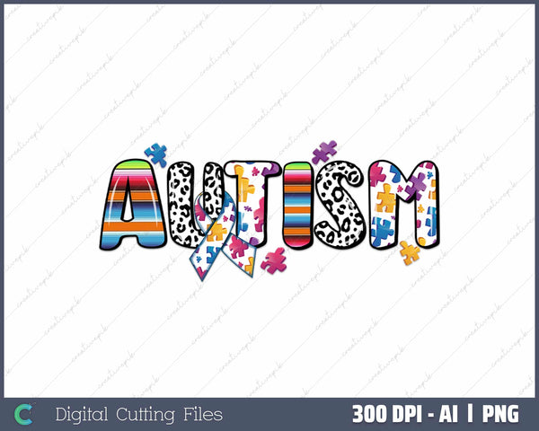 Autism Awareness AI PNG Sublimation Files